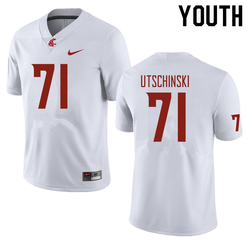 Youth #71 Patrick Utschinski Washington State Cougars Football Jerseys Sale-White